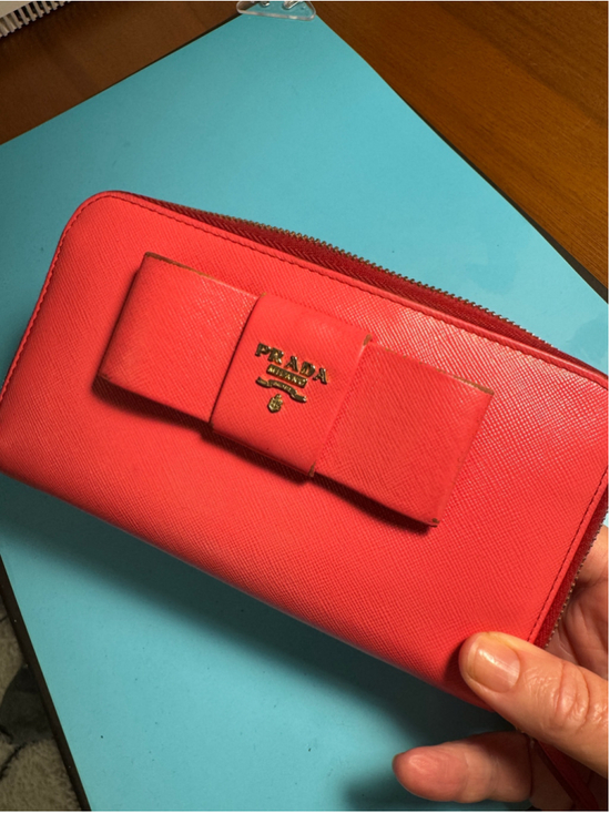 Prada Handbags - Prada Bow Long Wallet Dark Coral Pink